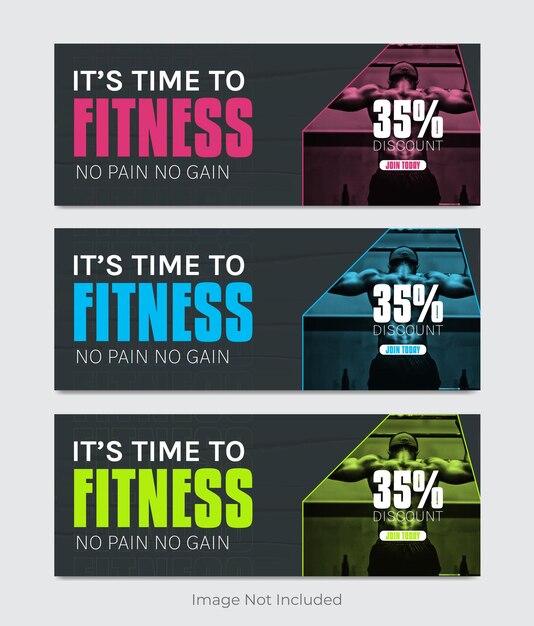 Vecteur design de couverture facebook de fitness de gymnase avec plusieurs variations de couleurs