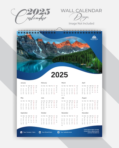 Design créatif de calendrier mural d'affaires 2025 Taille 16 20 pouces