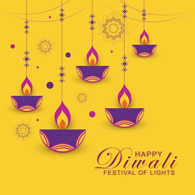 Design créatif de Diwali suspendu Diya pour le festival hindou de l'Inde
