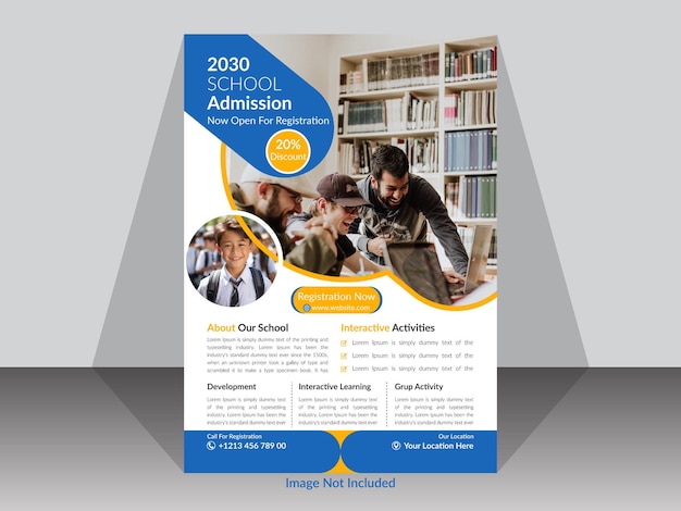 Design du dépliant d'admission à l'école de taille A4