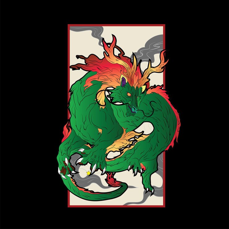 Vecteur le design du dragon pour sukajan est un tissu traditionnel japonais ou un t-shirt brodé pour hommes, t-shirts d'été