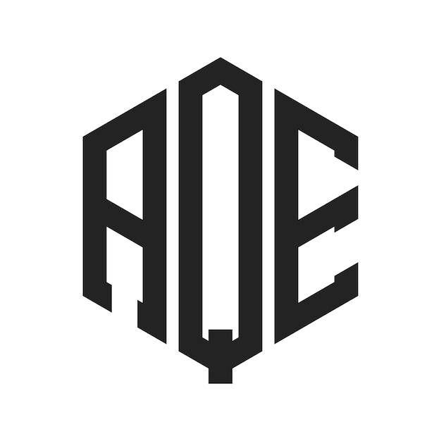 Design du logo AQE Lettres initiales monogramme AQE Logo en forme d'hexagone