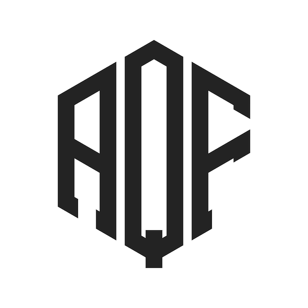 Design du logo AQF Lettres initiales du monogramme AQF Logo en forme d'hexagone
