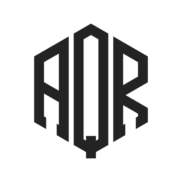 Design du logo AQR Lettres initiales Monogramme de l'AQR Logo en forme d'hexagone