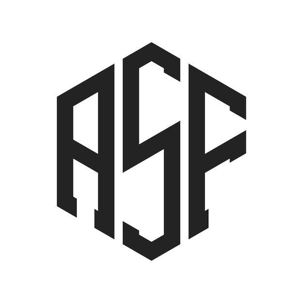 Design du logo ASF Lettres initiales ASF Monogramme Logo en forme d'hexagone