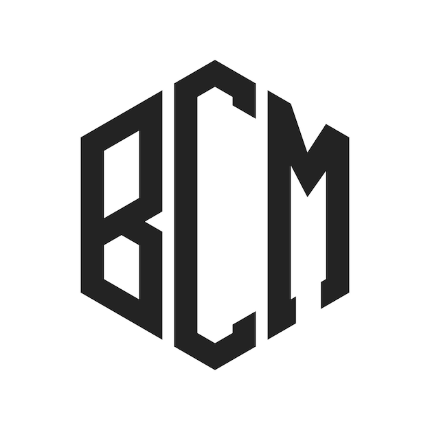 Design du logo BCM Lettres initiales Monogramme BCM Logo en forme d'hexagone