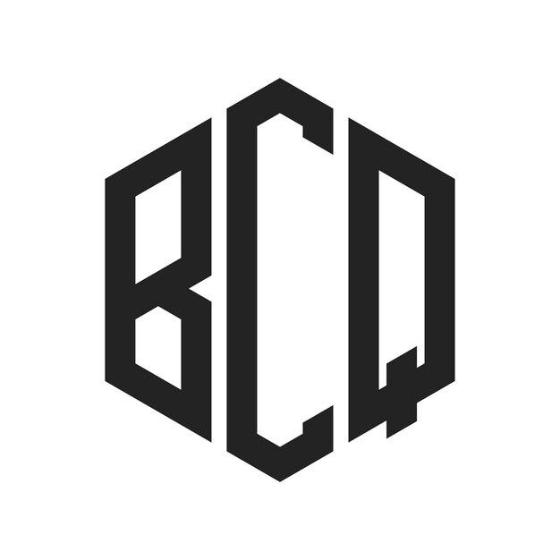 Design du logo BCQ Lettres initiales Monogramme BCQ Logo en forme d'hexagone