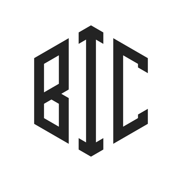 Design du logo BIC Lettres initiales Monogramme BIC Logo en forme d'hexagone