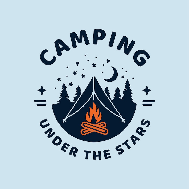 Vecteur design du logo de camping under the stars