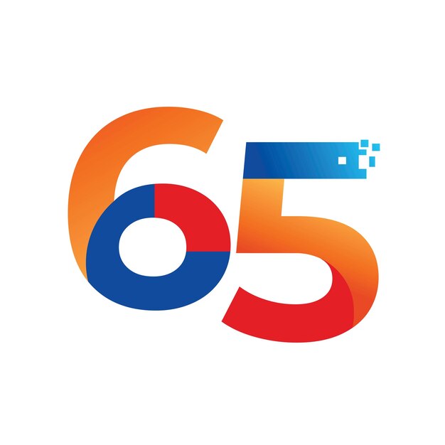 Vecteur design du logo de la célébration du 65e anniversaire