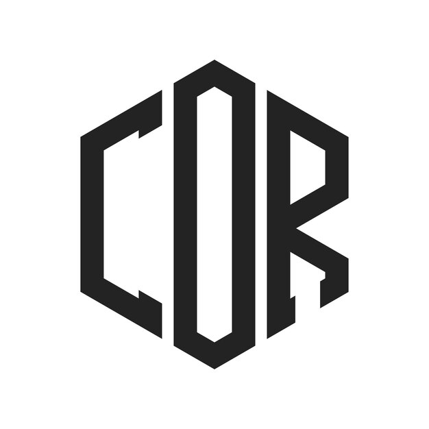 Design du logo COR Lettre initiale COR Monogramme Logo en forme d'hexagone