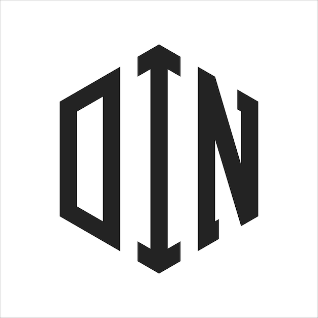 Design du logo DIN Lettres initiales DIN Monogramme Logo en forme d'hexagone