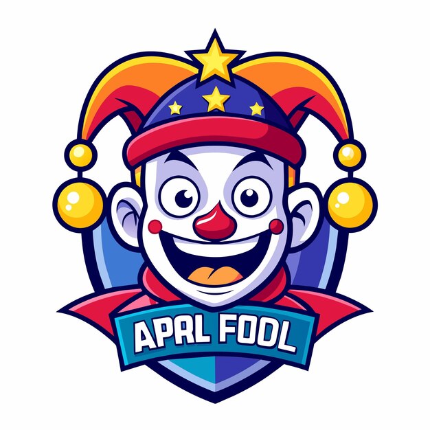 Vecteur le design du logo drôle du fou d'avril
