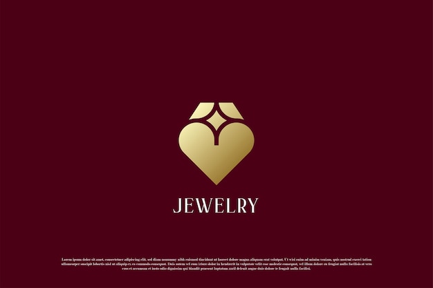 Vecteur le design du logo du bijou de cœur illustration de forme solide bijoux de pierre précieuse accessoires trésor cadeau d'amour de cœur