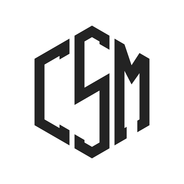 Design du logo du CSM Lettres initiales Monogramme du CSM Logo en forme d'hexagone