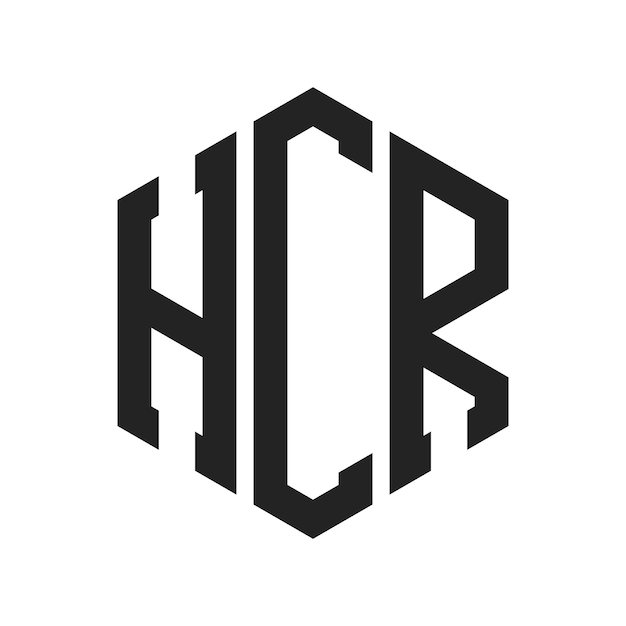 Design du logo du HCR Lettres initiales Monogramme du HCR Logo en forme d'hexagone