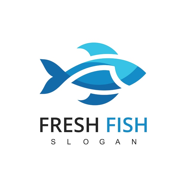 Design du logo du poisson Icône vectorielle marine à couleurs plates