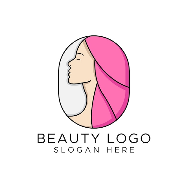 Vecteur design du logo du visage de la femme beauté