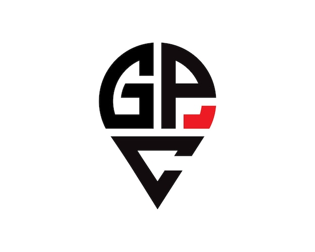 Vecteur design du logo de l'emplacement de la forme de la lettre gpc