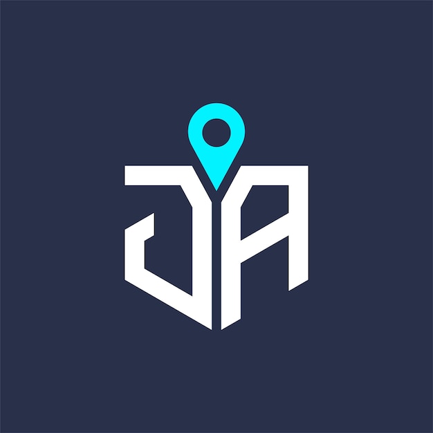 Design du logo de l'emplacement JA pour le recrutement et la navigation Lettre Icône vectorielle du logo JA