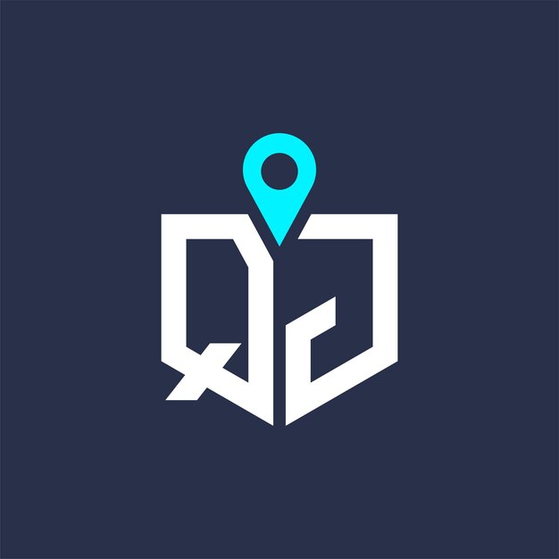 Design du logo de l'emplacement QJ pour le recrutement et la navigation Lettre Icône vectorielle du logo QJ