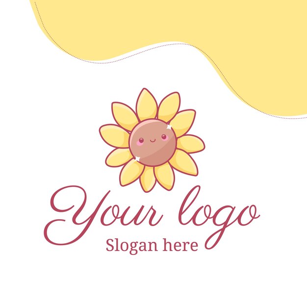 Design Du Logo Fleurs Mignons Illustration Vectorielle