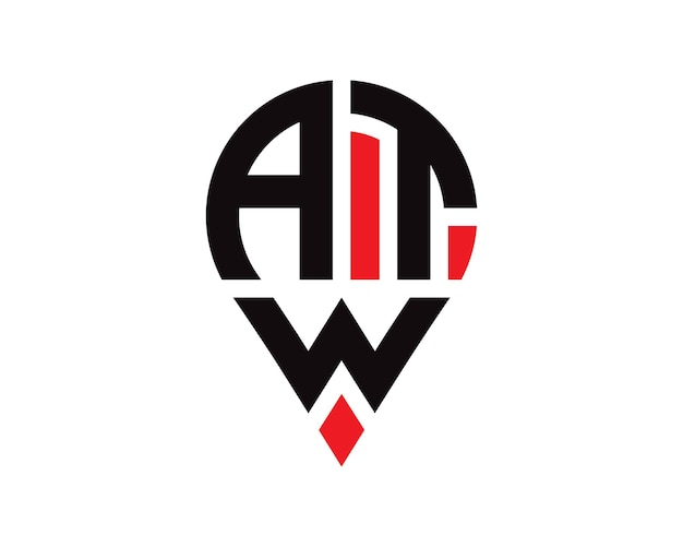 Vecteur design du logo de la forme de l'emplacement de la lettre atw design simple du logo de l'emplacement de la lettre atw