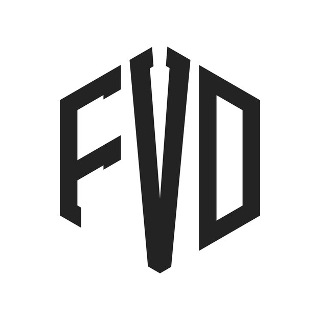 Design du logo FVD Lettres initiales Monogramme FVD Logo en forme d'hexagone