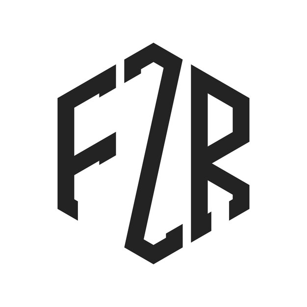Design du logo FZR Lettres initiales FZR Monogramme Logo en forme d'hexagone