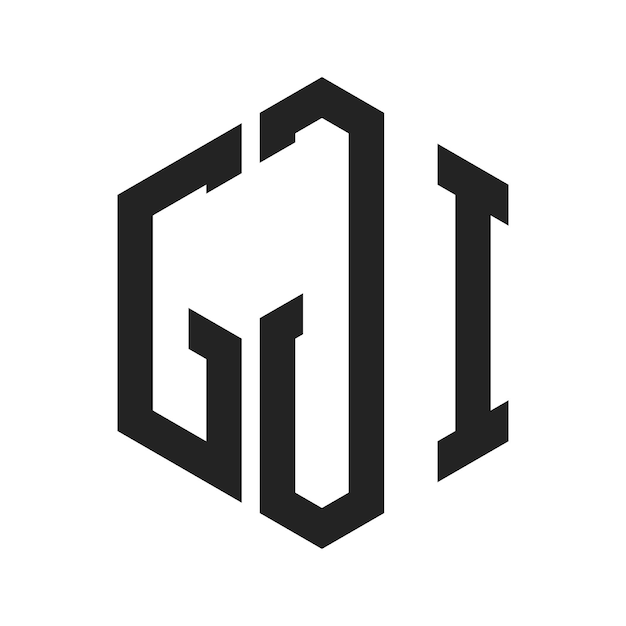 Design du logo GJI Lettres initiales Monogramme GJI Logo en forme d'hexagone
