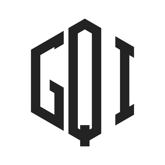 Design du logo GQI Lettres initiales Logo du monogramme GQI en forme d'hexagone