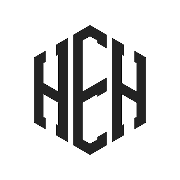Design du logo HEH Lettres initiales Le logo du monogramme HEH en forme d'hexagone