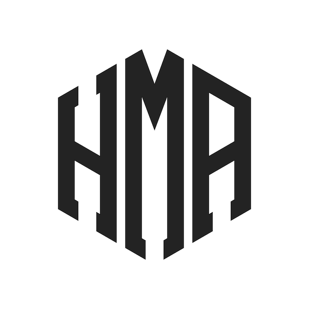 Design du logo HMA Lettres initiales Logo du monogramme HMA en utilisant la forme d'hexagone