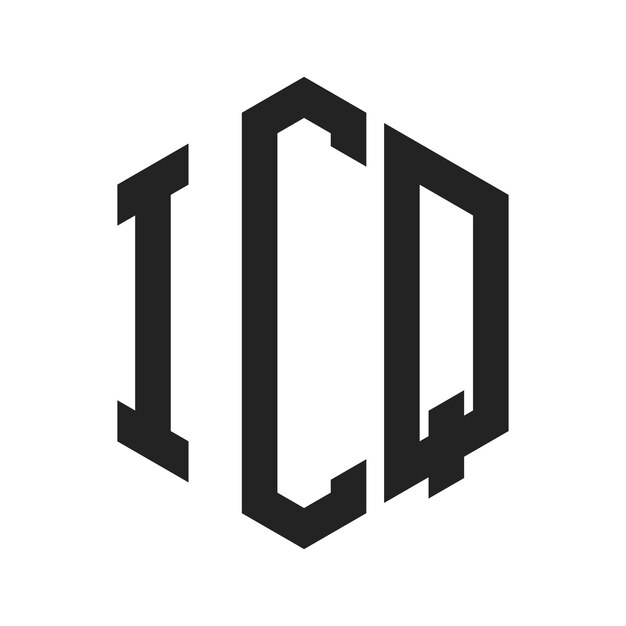 Design du logo ICQ Lettres initiales Logo du monogramme ICQ en utilisant la forme d'hexagone