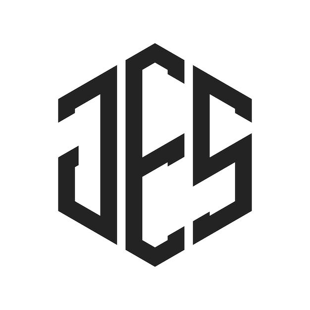 Design du logo JES Lettres initiales JES Monogramme Logo en forme d'hexagone