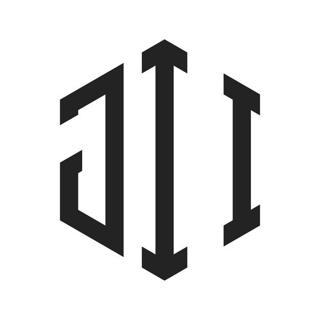 Design du logo JII Lettres initiales Logo du monogramme JII en forme d'hexagone