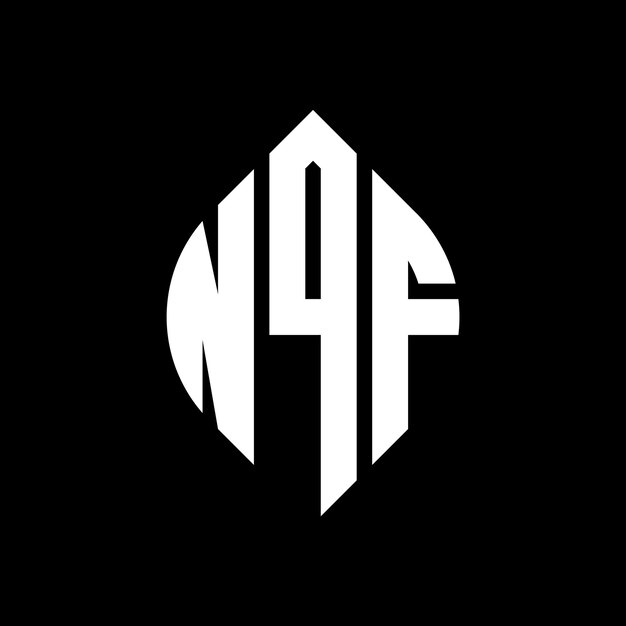 Design du logo de la lettre circulaire NQF avec forme de cercle et d'ellipse Les lettres ellipsées NQF au style typographique Les trois initiales forment un logo circulaire Emblème du cercle NQF Monogramme abstrait Marque de lettre Vector