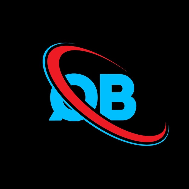 Vecteur design du logo de la lettre qb la lettre initiale qb cercle lié monogramme en majuscules logo rouge et bleu logo de qb