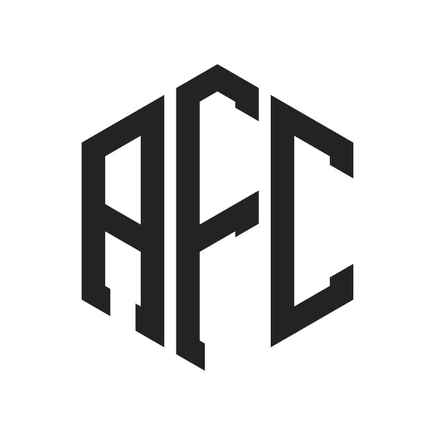 Design du logo Lettres initiales Monogramme de l'AFC Logo en forme d'hexagone