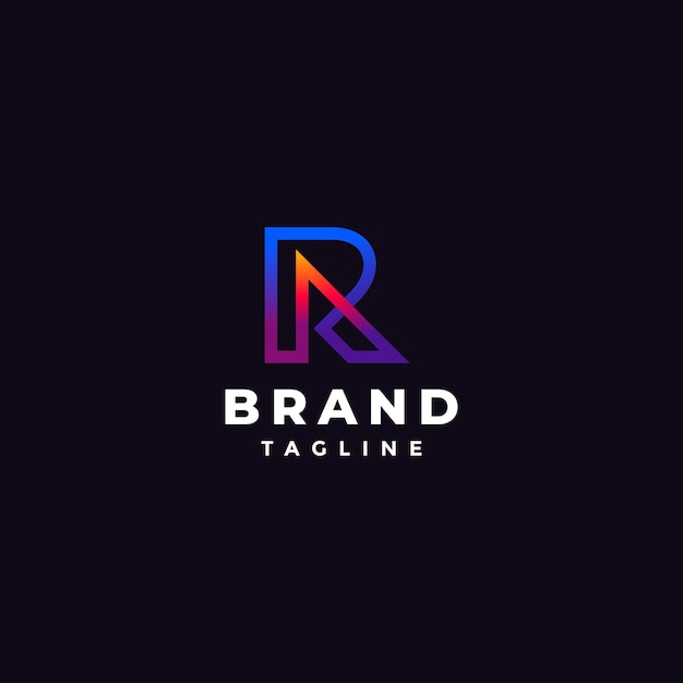 Design du logo de la ligne AR avec des lettres initiales colorées Design du logo des lettres colorées A et R avec des lignes initiales
