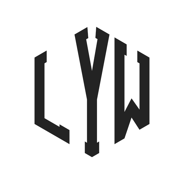 Design du logo LYW Lettres initiales LYW Monogramme Logo en forme d'hexagone