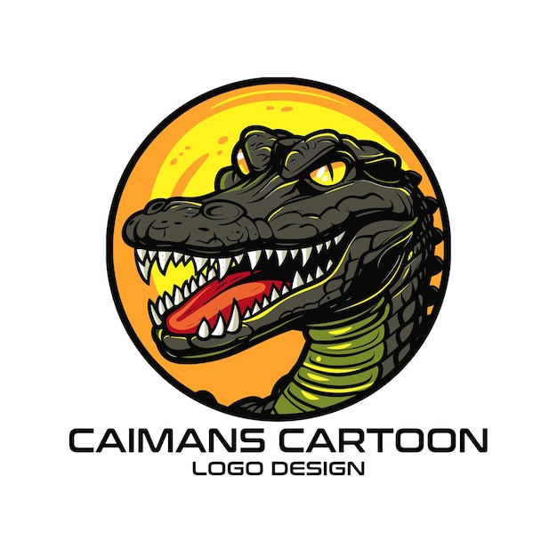 Vecteur design du logo de la mascotte de dessin animé caiman