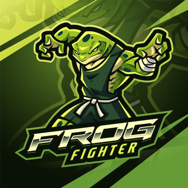 Vecteur design du logo de la mascotte de l'e-sport du combattant de grenouille