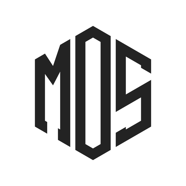 Design du logo MOS Lettres initiales Logo du monogramme MOS en utilisant la forme d'hexagone