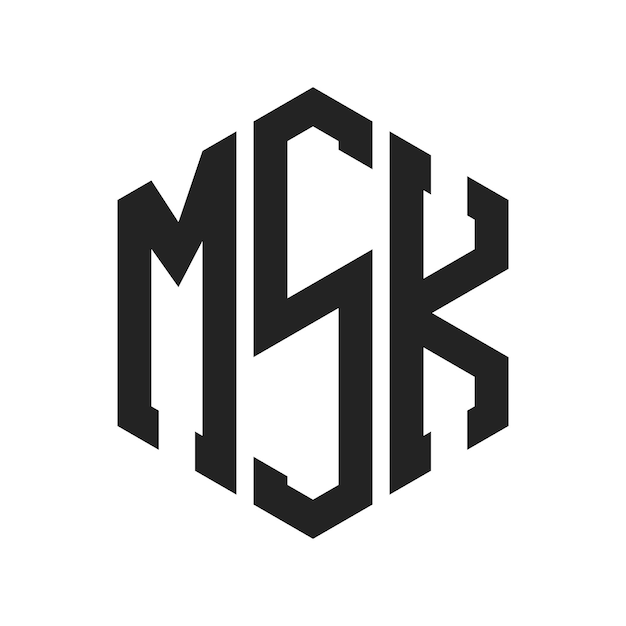 Design du logo MSK Lettres initiales Monogramme MSK Logo en forme d'hexagone