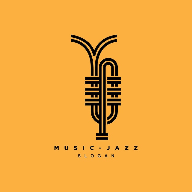 Vecteur le design du logo musical du saxophone jazz monoline isolé sur un fond jaune