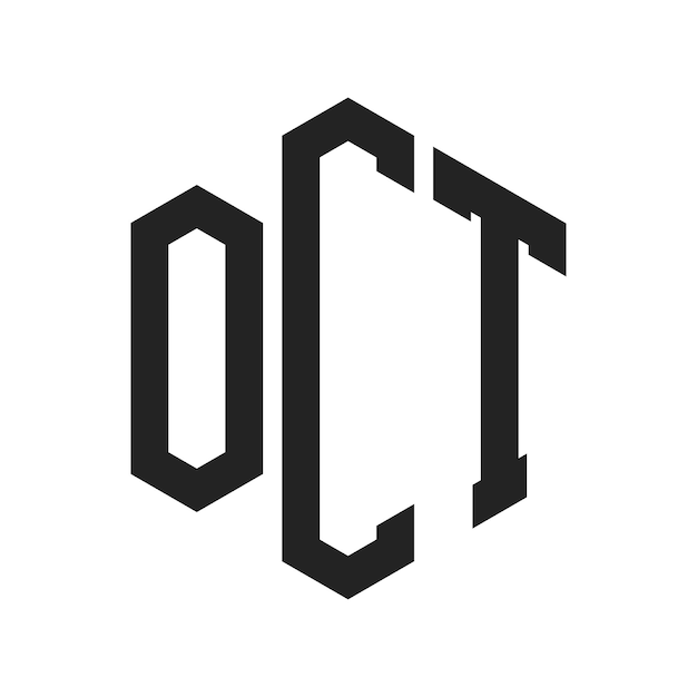 Design du logo OCT Lettres initiales Logo du monogramme OCT en forme d'hexagone