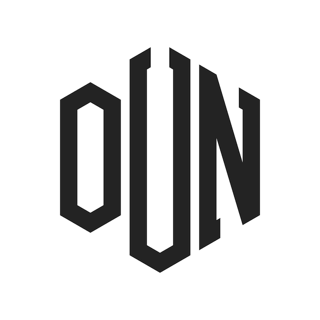 Design du logo OUN Lettres initiales OUN Monogramme du logo en forme d'hexagone
