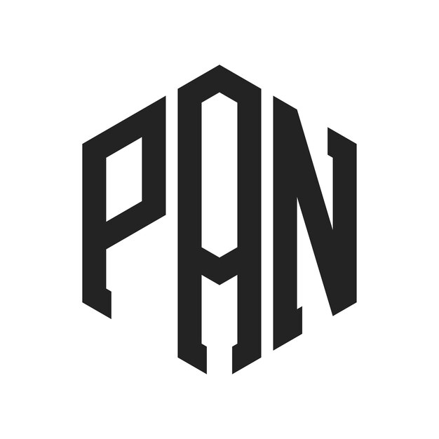 Design du logo PAN Lettres initiales Monogramme PAN Logo en forme d'hexagone