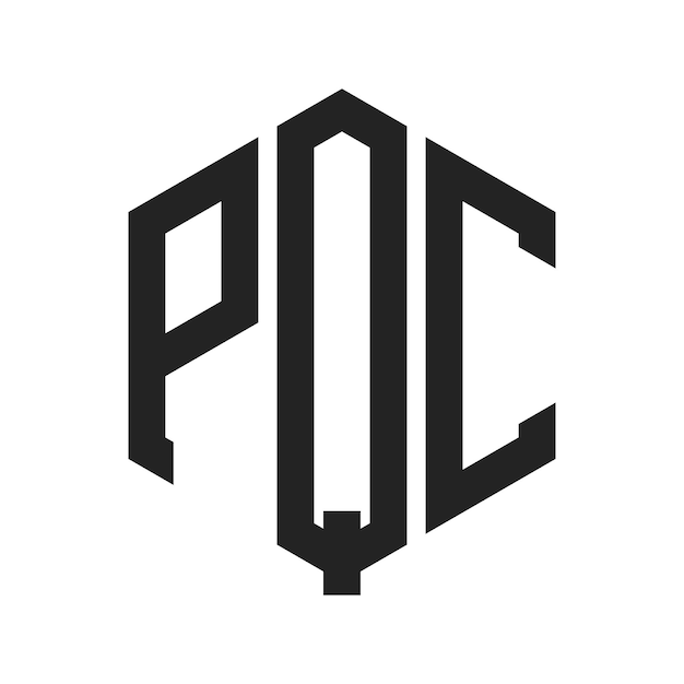 Design du logo PQC Lettres initiales Logo du monogramme PQC en forme d'hexagone